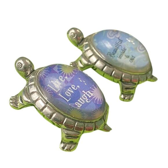 Ganz Lucky Turtle Figurine 1.25" x 1.55" Set 2 Inspiration 3D Clear Glass Shell - Picture 3 of 7